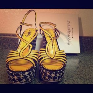 Yves Saint Laurent Houndstooth Wedge YSL sandal